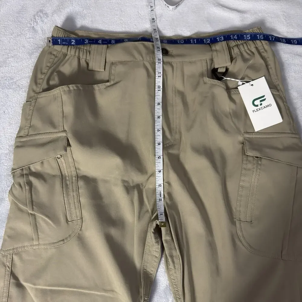 Brand New Flex Camo Tactical Cargo Pants Mens size Large, Inseam 30” Khaki Tan